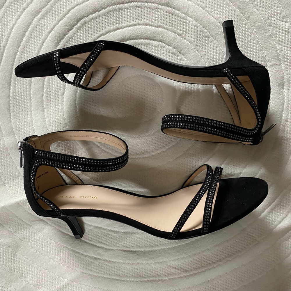 Women’s 2” Heel shoes - Black Suede with bling